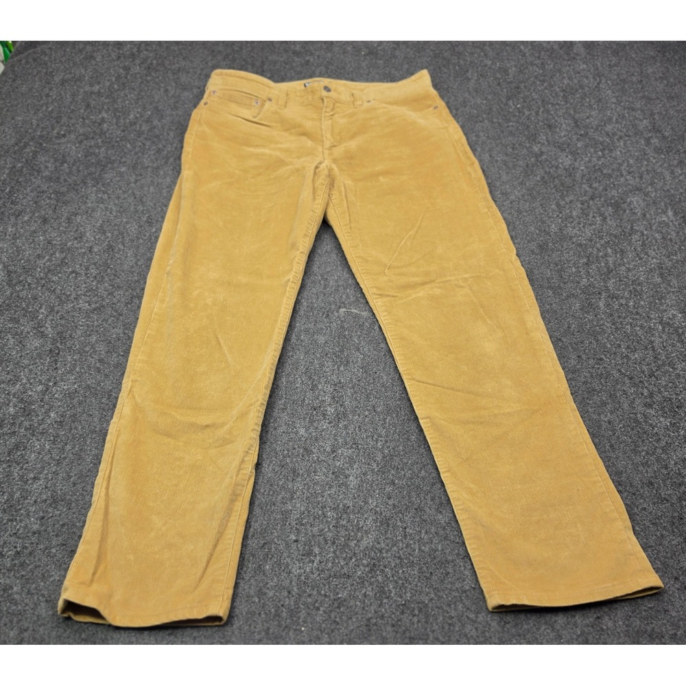 Lands' End Corduroy Pants Mens 34 Tan Square Rigger Straight Leg Stretch